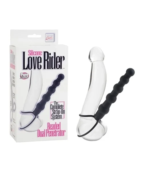 Silicone Love Rider Beaded Dual Penetrator - Black