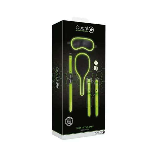 Ouch! Glow Bondage Kit #1 - Glow In The Dark - Green