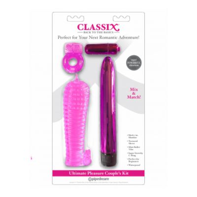 Classix Ultimate Pleasure Couples Kit Pink Mini Wand Vibrator