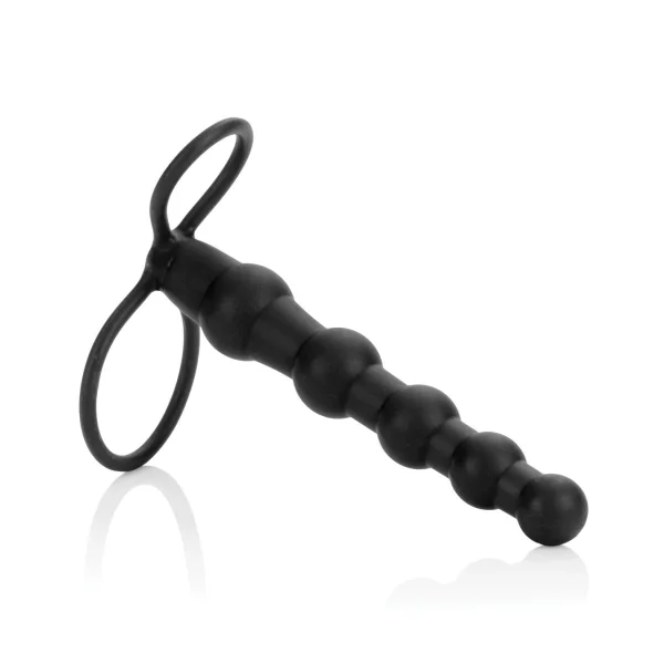 Silicone Love Rider Beaded Dual Penetrator - Black