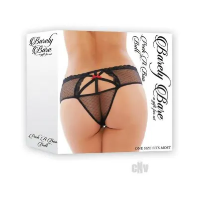 Barely Bare Peek a boo Butt Panty Black Os