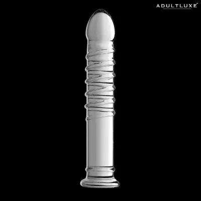 Master Series Behemoth Ribbed XL Clear Glass Dildo