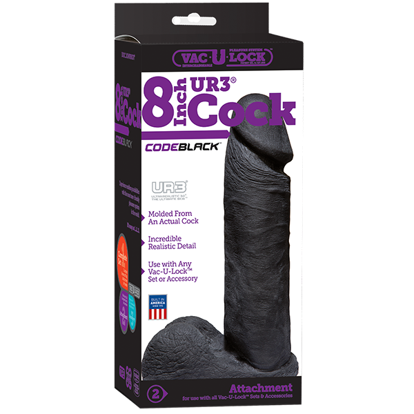 Vac-U-Lock CODE BLACK UR3 8" Realistic Cock