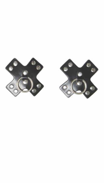 Studded Cross Pasties With Metal Rings