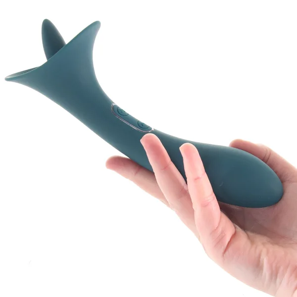 Playboy Pleasure True Indulgence Rechargeable Silicone Double Ended Tongue Stroking Vibrator - Teal