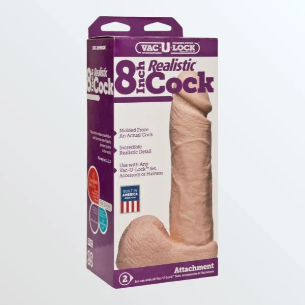 Doc Johnson Vac-U-Lock 8" Realistic Cock - Vanilla
