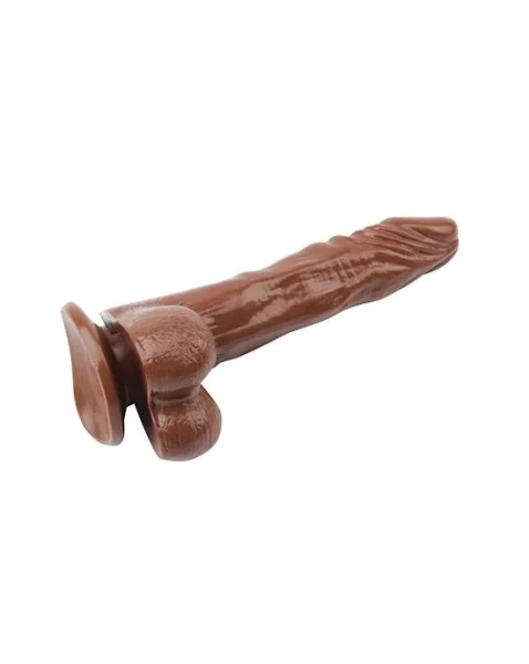 Vibrating Suction Cup Dildo - Brown - 8.5 Inch