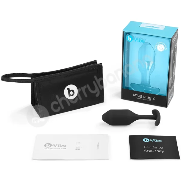 B-vibe Snug Plug 2 Black Silicone Weighted 4.5" Butt Plug