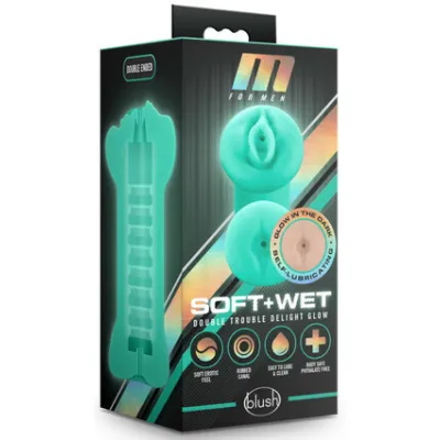 M for Men Soft Wet Double Trouble Delight Glow Glow In Dark Double Ended Stroker