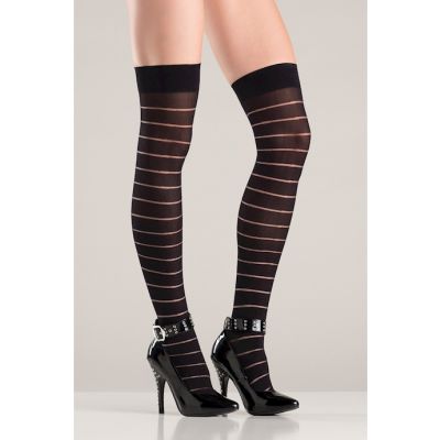 Sexy Striped Thigh Highs Black One Size