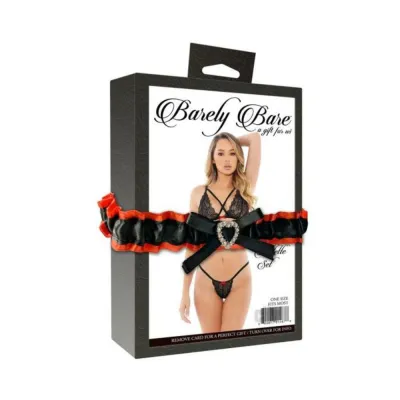 Barely Bare X Strap Bralette Set Black Os