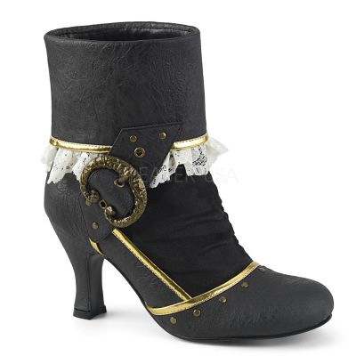 3 inches Heel Round Toe Cuffed Ankle Bootie 2 3 Side Zip