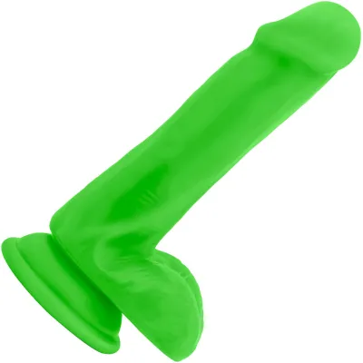 Neo Elite 6 Inch Dual Density Realistic Silicone Dildo With Balls by Blush Neon Green