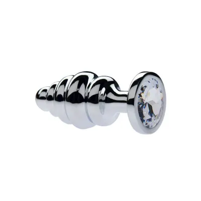 Kink Range Alloy Gemmed Butt Plug 3 2 Inch White Medium