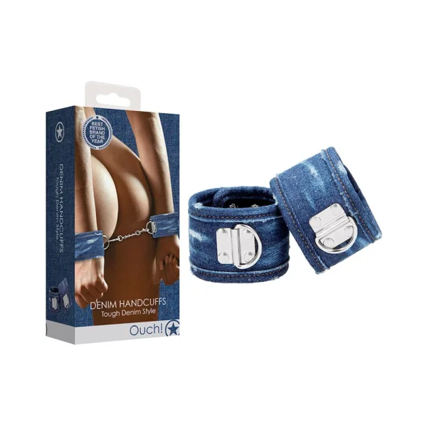 Ouch! Denim Handcuffs - Roughened Denim Style - Blue