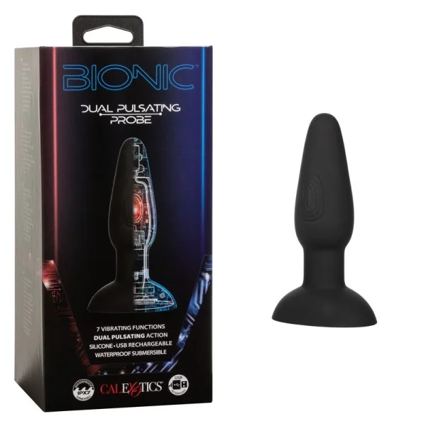 Bionic Dual Pulsating Probe Rechargeable Silicone Anal Stimulator By CalExotics - Black