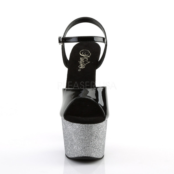 7 inches Heel, 2 3/4 inches Ombre Glittered PF Ankle Strap Sandal — image 10 of 25