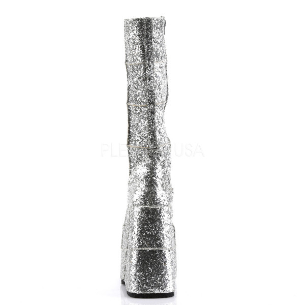 STACK-301G - 7" P/F Goth Cyber GoGo Punk Patched Silver Glitter Knee BT — image 4 of 4