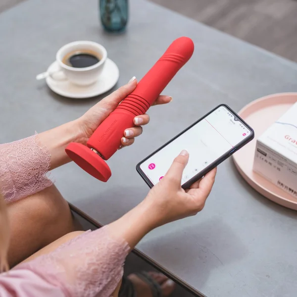 Lovense Gravity App Enabled Silicone Waterproof Rechargeable Thrusting & Vibrating Dildo