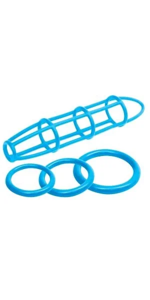 Neon Silicone Cage and Love Ring Set