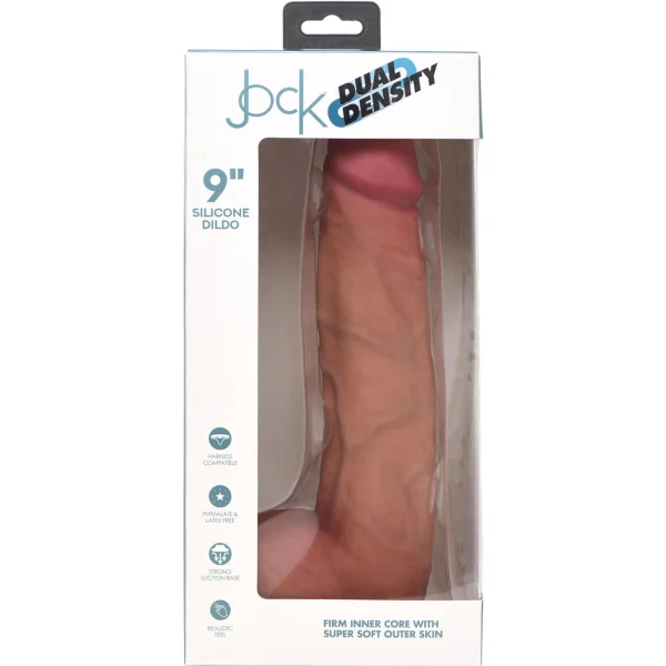 Jock Dual Density 10" Realistic Silicone Suction Cup Dildo With Balls - Vanilla