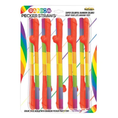 Hott Products Rainbow Pecker Straws 10 Pack
