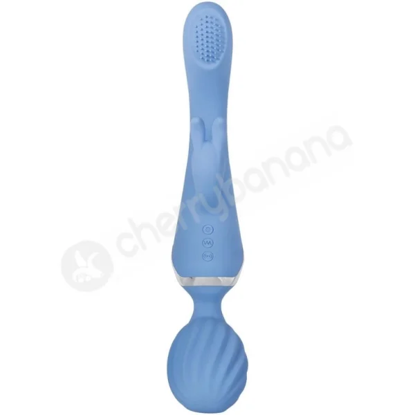 Evolved Wanderful Wabbit 3 in 1 Blue Vibrator With G-Spot & Clitoral Stimulation Rabbit & Wand