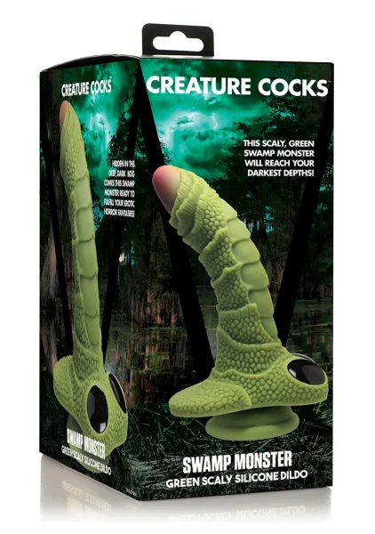 Creature Cocks - Swamp Monster - Green Scaly Silicone Dildo