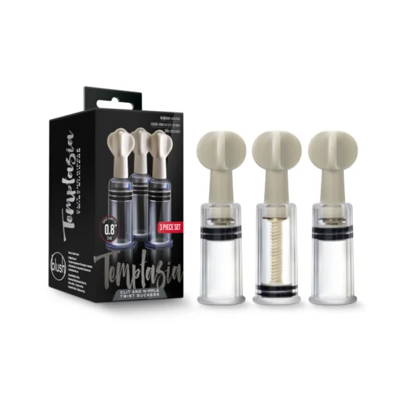 Temptasia Clit And Nipple Twist Suckers Set of 3 Clear