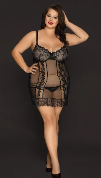 Nylon Plus-Size Cutout Super-Stretch Mini Dress