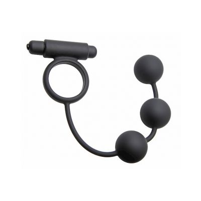 Tri orb Vibrating Cock Ring And Weighted Silicone Anal Balls 13 Inch