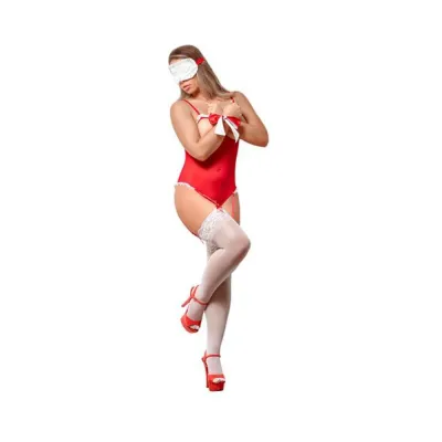 Ms Love Bondage Teddy 2 piece Set Red L xl