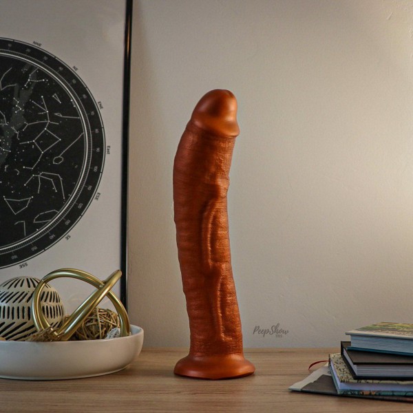 SquarePegToys® Leo Harness SuperSoft Bronze Silicone Dildo with Suction Cup