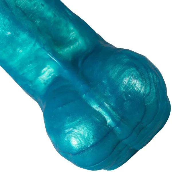 The Uberous Thick 7" Silicone Dildo With Balls By Uberrime - Medium, Mermaid Blue