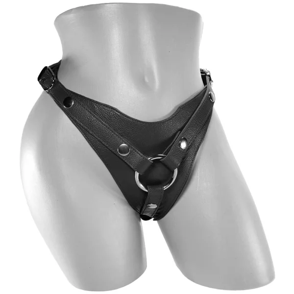 Leather dildo harness