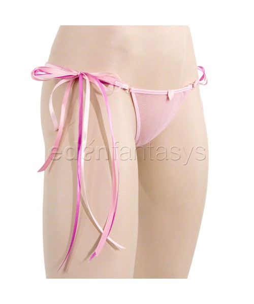 Ribbon tie mesh thong