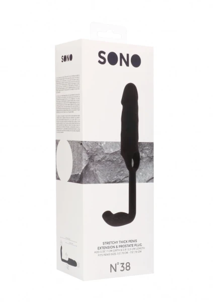 Sono No.38 - Stretchy Penis Extension and Plug - Black
