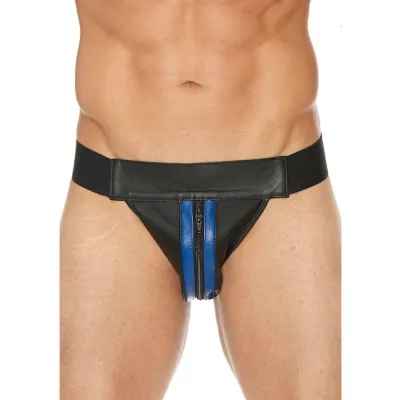 Plain Front Jock With Zip Blue L xl