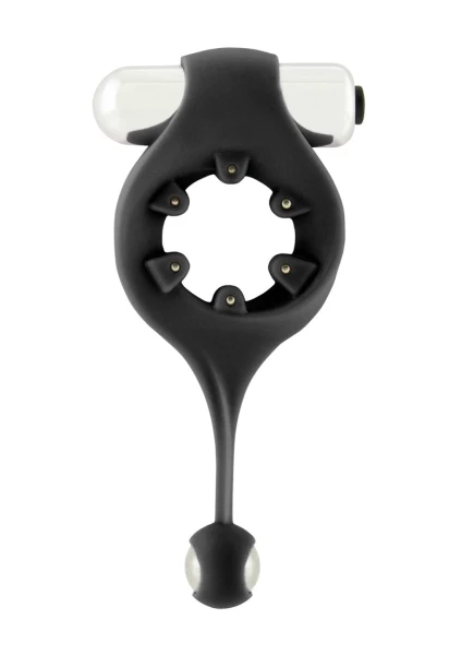 Infinity Vibrating Cockring With Dangling Ball - Black