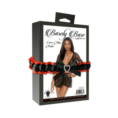 Barely Bare Lace Mini Robe Black O s