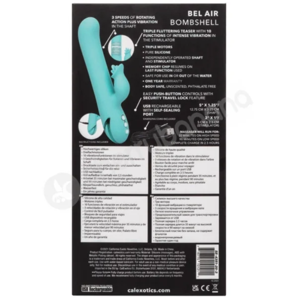 California Dreaming Bel Air Bombshell Rotating Action & Clit Stimulation Vibrator