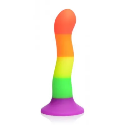 Proud Rainbow Silicone Dildo with Harness 7 2 Inch