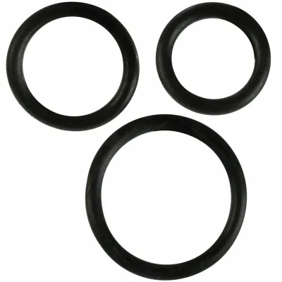 CalExotics Rubber Ring 3 Piece Cock Ring Set Black