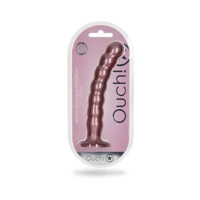 Realistic Dildos Shots Ouch Beaded Silicone 8 In G spot Dildo Rose Gold