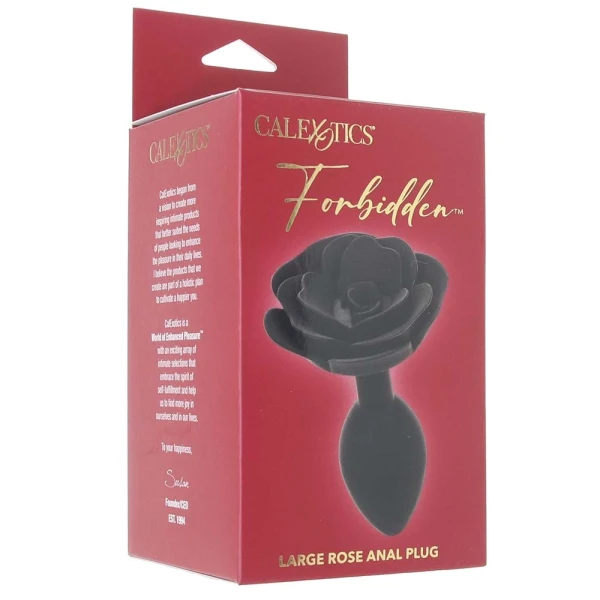 Forbidden Large Rose Silicone Butt Plug By CalExotics - Black