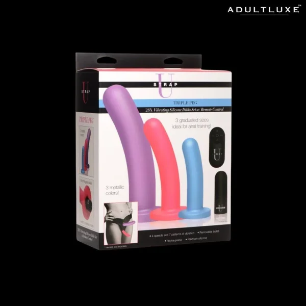 Triple Peg Vibrating Silicone Dildos with Remote — image 5 of 5