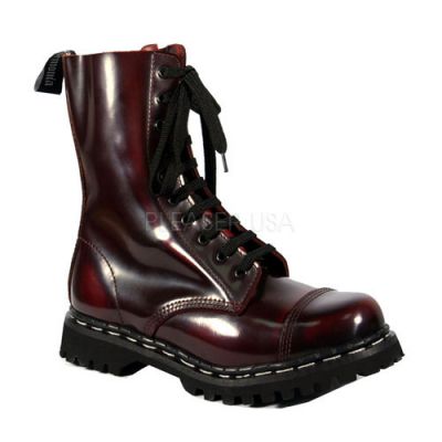 ROCKY 10 10 eyelet Combat Biker Goth Punk S T Burgandy Le Calf BT
