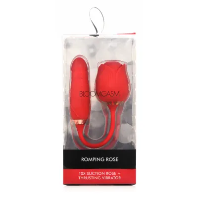 Bloomgasm Romping Rose Suction and Thrusting Vibrator Red