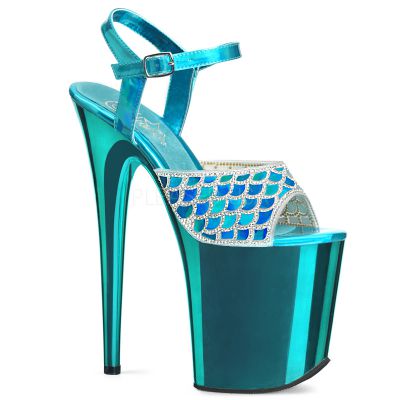 8 inches Heel 4 inches Chrome PF Ankle Strap Sandal