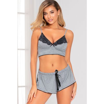 Intimate Detail Grey Cropped Camisole with Shorts By Seven Til Midnight